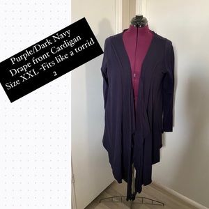 Dark Navy/purple Drape Front Cardigan XXL